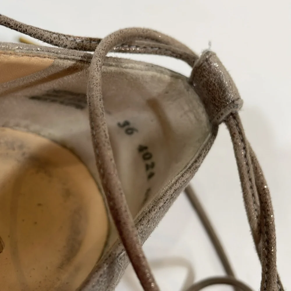 Paul Green Marcey Espadrille Flat Ankle Wrap Metallic Size 9 (6.5 UK)